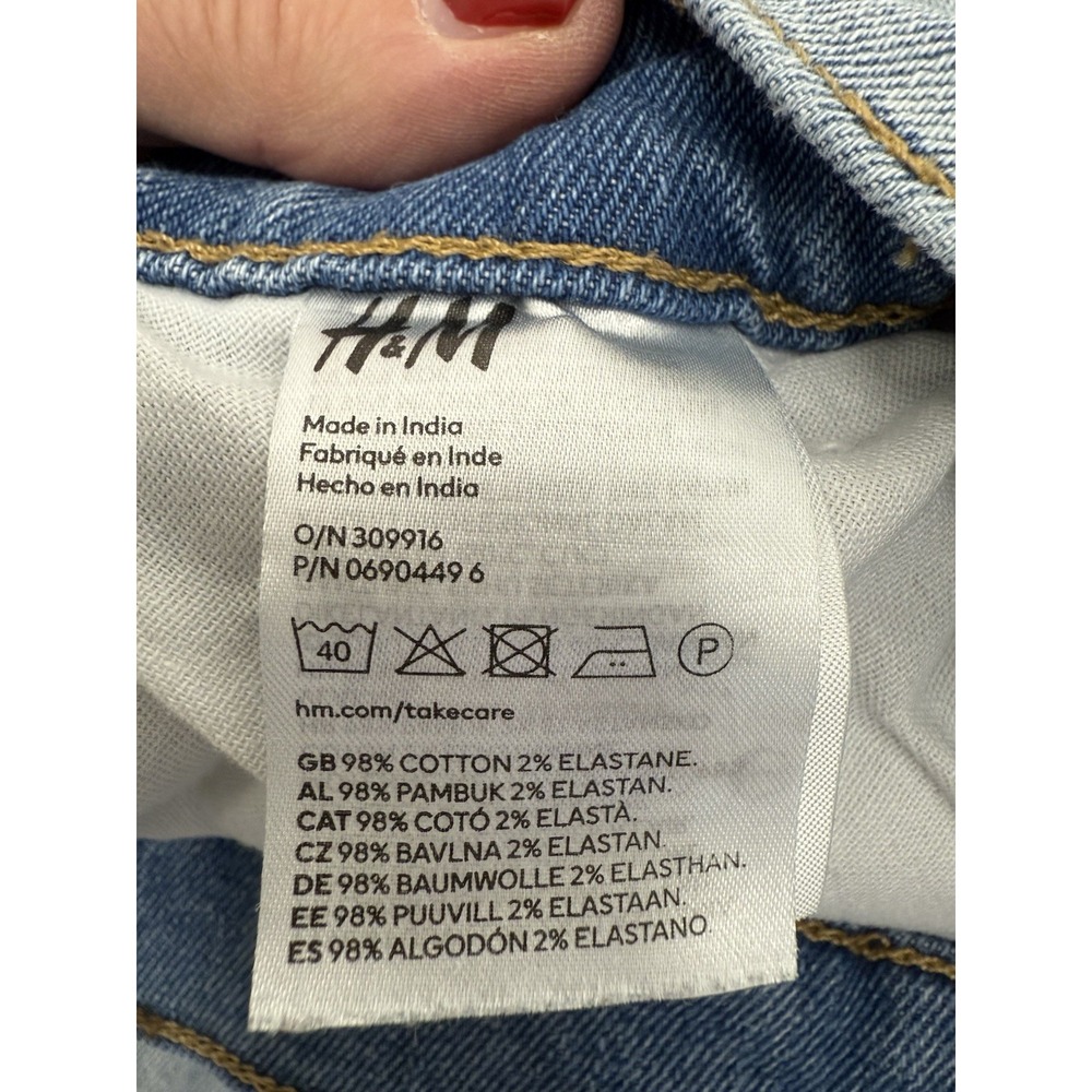 Mens 33x32 H&M Denim Skinny Distressed Jeans Light Wash Coupe Moulante Mid Rise - Picture 4 of 16